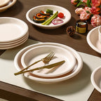 GZG 8 Inch Ceramic Dinner Salad Plates Set of 4, Rustic Matte Glaze Stoneware Dinnerware Set, Microwave & Dishwasher Safe, for Salad, Dessert, Appetizer, Everyday Use(Cream Mist)