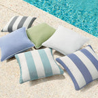 Decorative Outdoor Water Repellent Throw Pillows with Inserts, Set of 4, 18" x18" Pillows for Patio, Backyard, Bed, Couch, and Patio Furniture, Gray Stripe