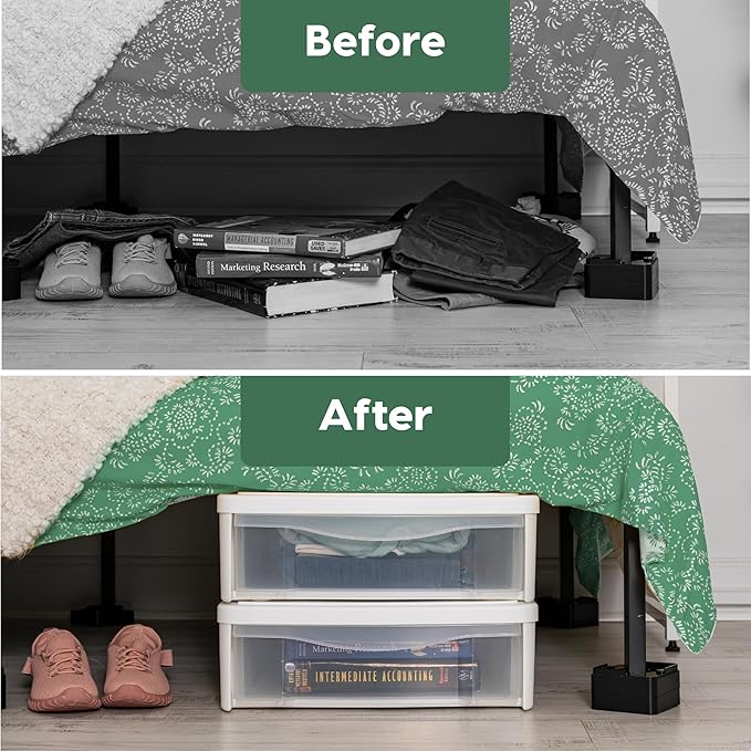IRIS USA 22 Qt Under Bed Storage, Stackable Organizer Bin Plastic Container with Sliding Drawer, 2 Pack, Multi-Purpose for Clothes, Shoes, Bedding, White