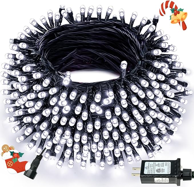 Connectable 240LED 88Ft 13Modes Christmas Lights Outdoor Indoor | Extendable Green Wire Christmas String Lights with Timer | Twinkle Fairy Light Plug in for Xmas Tree Garden Decor Party (Cool White)