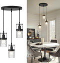 LMS Black 3-Light Pendant Fixtures, Adjustable Kitchen Hanging Light Fixture, Cluster Pendant Lights, LMS-188