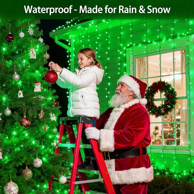 1500 LED Chrstmas Lights, 470ft Outdoor Christmas String Lights with 12 Modes, Green LED String Lights with Timer Dimmable Waterproof for Tree Fence Garden Xmas Wedding Party Decor Green