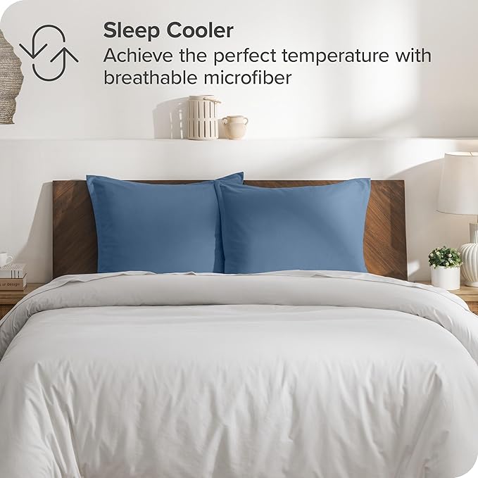 Bare Home Euro Pillow Sham Covers - Set of 2 - Premium 1800 Ultra-Soft Microfiber - Double Brushed - Bed Pillow Shams - Pillows Not Included (Set of 2, Coronet Blue)