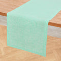 Solino Home Linen Table Runner 108 Inches Long - Athena, 100% Pure Linen Chambray Aqua Dining Table Runner 14 x 108 Inch
