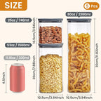 Square Glass Food Storage Jars with Lids[Set of 5], Perfect for Pasta, Cookies, Nuts, Coffee, Cereal, Flour,Organize Your Kitchen with these BPA-Free Glass Jars with Silicone Lids