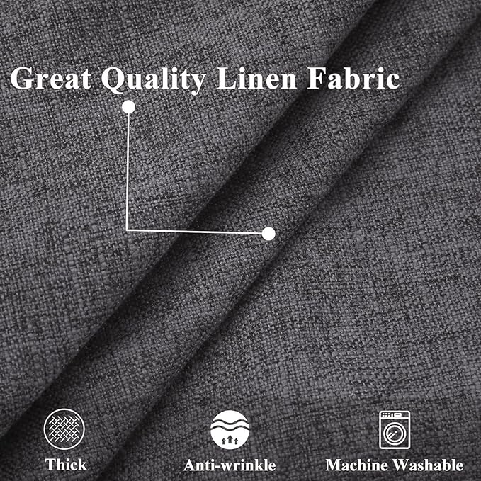 decorUhome Decorative Outdoor Throw Pillow Covers 24x24 Set of 2, Square Linen Farmhouse Euro Pillow Covers with Stitched Edge, Rustic Neutral Pillow Covers for Couch, Sofa, Living Room, Dark Grey