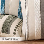 ANRODUO Pack of 2 Boho Decorative Throw Pillow Covers 18x18 Farmhouse Cushion Case Striped Chenille Pillow Cases Square Pillow Covers Accent Neutral Pillowcase for Sofa Couch Bed Fall, White Stripe