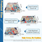 14 PCs Patio Cushion Covers for 7 PCs Outdoor Furniture Sectional Seating Sets Water Resistant Plus 2 Throw Pillows (Mandala, 23.6 * 23.6 * 3.5 in-14)