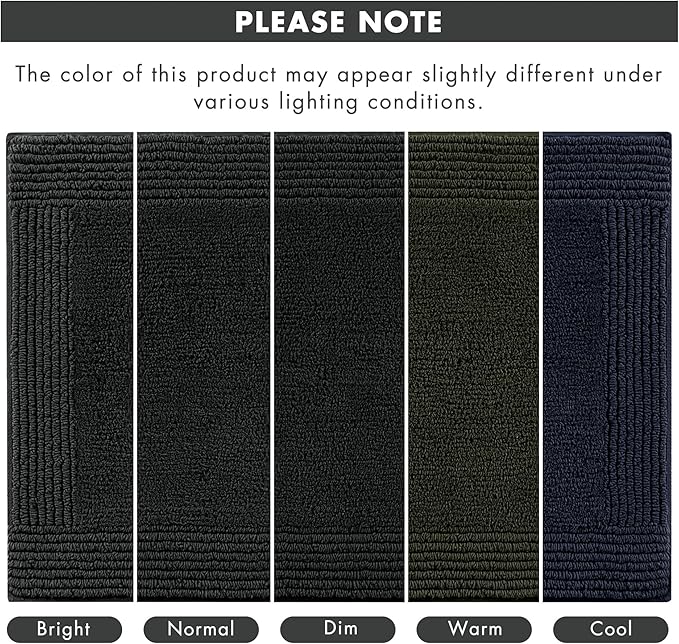 Madison Park Splendor Reversible 100% Cotton Tufted Bathroom Rug-3000 GSM Hotel Quality Luxurious Plush Medium Pile Bath Mat Absorbent, Quick Dry, Shower Room Décor, 24x60 Black