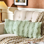 AmHoo Pack of 2 Throw Pillow Covers 3D Dense Faux Rabbit Fur Cozy Super Soft Fuzzy Set Case Cushion for Couch Sofa Bedroom 12 x 20-Inch Green