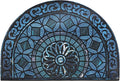 Door Mat Welcome Mat, Heavy Duty Outside Door Mat 23.6 x 35.4 Inch Round Front Door Rug Doormat for Entrance Home Non-Slip Rubber Rug for Front Door, Entryway, Patio (Blue)