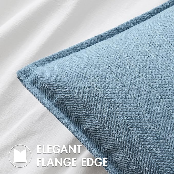MIULEE Pack of 2 Light Blue Decorative Pillow Covers 18x18 Inch Soft Chenille Luxurious Couch Throw Pillows Farmhouse Cushion Covers with Elegant Design for Sofa Bedroom Living Room Home Decor