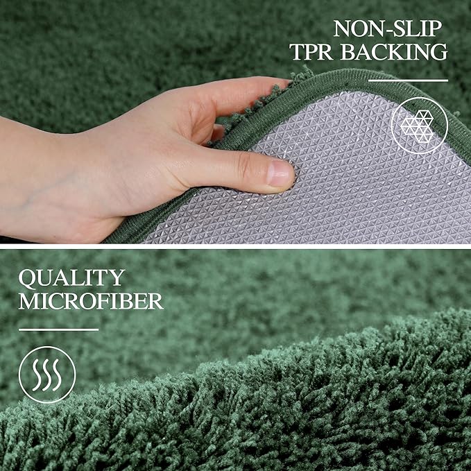 Walensee Bathroom Rug (24 x 72, Hunter Green) - Extra Soft, Absorbent Shaggy Microfiber Bath Mat, Non Slip, Machine Washable, Luxury Bathroom Floor Mat
