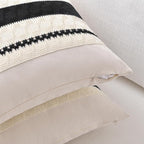 Fancy Homi Set of 2 Boho Black Decorative Throw Pillow Cover 20x20 Inch for Couch Bed Sofa, Aesthetic Modern Organic Farmhouse Home Decor, Soft Cotton Cute Accent Macrame Woven Cushion Case