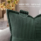 MIULEE Christmas Decorative Throw Pillow Covers for Couch Bed Livingroom 16x16 Inch Set of 2 Dark Green Boho Accent Throw Pllows Broadside Striped Patchwork Soft Corduroy Pillowcases