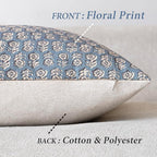 Foindtower Set of 2 Decorative Neutral Body Lumbar Throw Pillow Covers Vintage Accent Farmhouse Cushion Covers Floral Home Decor for Sofa Couch Chair Bedroom Living Room,14×36 Inch,Dusty Blue