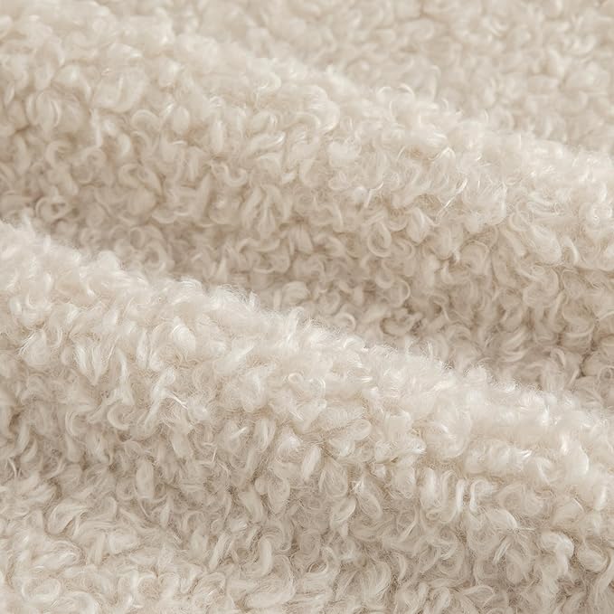 Pack of 2 Curly Teddy Wool Faux Fur Throw Pillow Covers Fuzzy Accent Soft Sherpa Pillowcases Sheepskin Fleece Decorative Cushion Case for Sofa Couch Living Room 20x20 Inch Neutral Light Beige