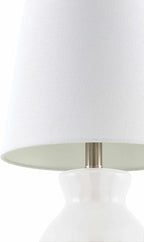 BoutiqueRugs Liliac Boho Ceramic Bedside Table Lamp for Bedroom Nightstand - End Side Lighting for Living Room - Shade Cotton - White - 15" H