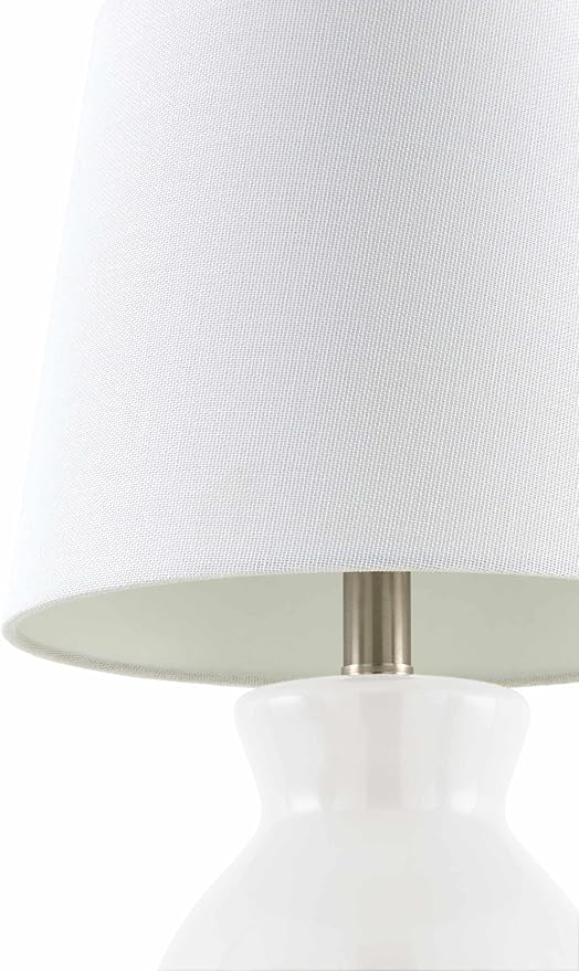 BoutiqueRugs Liliac Boho Ceramic Bedside Table Lamp for Bedroom Nightstand - End Side Lighting for Living Room - Shade Cotton - White - 15" H