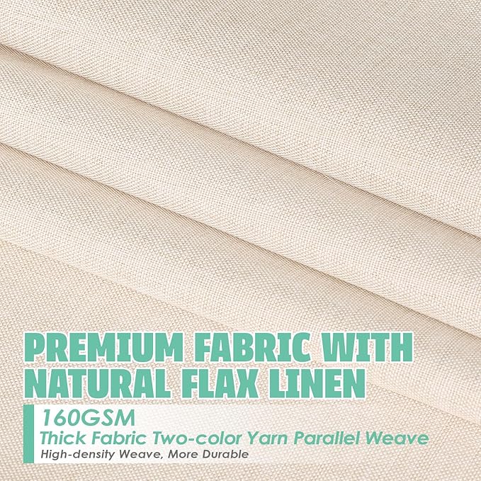 Natural Linen Textured Shower Curtain Set with Hooks, Beige Boho Farmhouse Bath Shower Curtains for Bathroom Neutral Cloth, Hotel Luxury, Weighted, 72W x 72L, Cream
