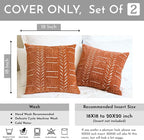 BlissBlush Fall Brick Red Decorative Throw Pillow Covers 18X18, Set of 2, Boho Farmhouse Cushion Cover, Cozy Soft Accent Pillowcase for Couch Sofa Bed Living Room Home Décor