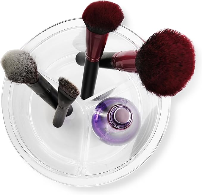 BINO The Triad' 3 Compartment Acrylic Makeup and Jewelry Organizer, Clear and Transparent Cosmetic Beauty Vanity Holder Storage, Clear