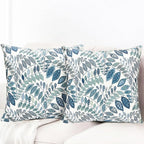 Decorative Throw Pillow Covers Set of 2 Blue Green Small Leaves Pillow Covers 18x18 inch Soft Short Plush Square Floral Throw Pillows,Farmhouse Outdoor Pillow Covers for Couch Living Room