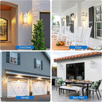 VIANIS Motion Sensor Outdoor Light Fixtures Wall Mount, 2 Pack White Dusk to Dawn Exterior Wall Lantern, Anti-Rust Wall Mount Lighting with Clear Glass Shade for House, Entryway, Front Door