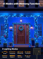 Brightown 2 Pack Solar String Lights Outdoor, Total 144Ft 400 LED Twinkle Fairy Lights Waterproof with 8 Modes Auto On/Off for Patio Tree Garden Party Home Wedding Christmas Decorations (Blue)
