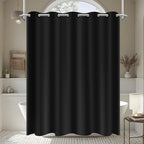 No Hook Shower Curtain, Black Modern Chevron Striped Luxury Hotel Style, Washable Waterproof Fabric for Bathroom, 15 Seconds Quick Install, 72W x 86L Inches