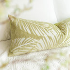 BlissBlush Green Boho Lumbar Throw Pillow Cover 14X36, Decorative Long Accent Body Lumbar Pillow for Bed, Farmhouse Woven Textured Lumbar Pillowcase for Couch (Cover ONLY)