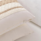Fancy Homi Set of 1 Boho Neutral Decorative Throw Pillow Cover 18x18 Inch for Couch Bed Sofa, Aesthetic Modern Organic Farmhouse Home Decor, Soft Cotton Cute Accent Macrame Woven Tan Cushion Case
