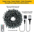 1000 LED 328ft 11 Modes with Timer Remote Christmas String Lights IP55 Outdoor Waterproof UL Certificated Indoor Fairy Lights Garden Patio Christma Trees Parties Wedding Decoration Two-Color