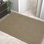 Sturdy Front Door Mat, Absorbent Muddy Dirt Resist Welcome Door Mats Outdoor Indoor, Stain and Fade Resistant, Non-Slip Rubber Backing Low Profile Doormat for Entryway, 60×36, Beige
