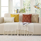 decorUhome Throw Pillow Covers 24x24 Inch Set of 2, Soft Plush Faux Fur Wool Mustard Yellow Couch Pillow Covers, Decorative Neutral Pillow Cases for Bed Sofa Living Room Home Decor