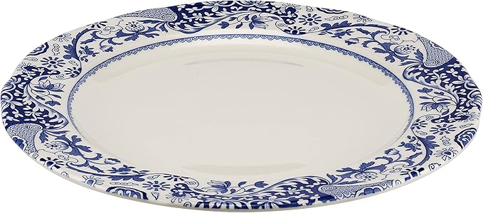 Spode Blue Italian Brocato 12-Inch Decorative Dining Tray - Porcelain Underplate with Refined Border Design - Elegant Blue & White Serving Accent for Table Settings, Displays, Parties