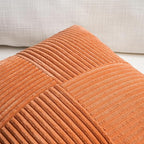 Fancy Homi 2 Packs Burnt Orange Decorative Throw Pillow Covers 22x22 Inch for Living Room Couch Bed, Rustic Farmhouse Boho Home Decor, Soft Corss Corduroy Patchwork Accent Square Cushion Case 55x55 cm