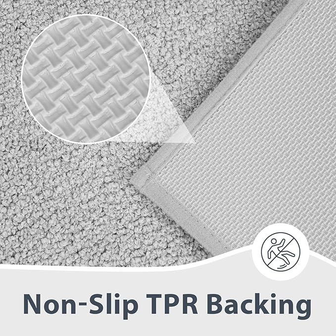 Bathroom Rugs 20" x 30", Non-Slip Extra Soft Absorbent Bath Rugs, Machine Washable Quick Dry Bath Mats for Bathroom Floor, Shower, Bathtub and Sink, Light Grey & Grey