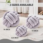 Uvvyui Knot Pillow Ball, Soft Home Decorative Pillows, Round Throw Pillow, Handmade Knotted Plush Pillow, Round Boucle Pillow Cushion (14 Inches Light Grey)