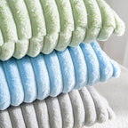 DEELAND Pack of 2,Double-Sided Faux Fur Plush Decorative Throw Pillow Covers Fuzzy Striped Soft Pillowcase Cushion Covers for Sofa Couch Bedroom Green 16x16 inch