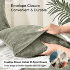 PHF Truly Velvet Pillowcases King Size, No Insert, 2 Pack Ultra Soft Breathable Pillow Shams Covers with Envelope Closure, 20" X 36" Luxury Cozy Warm Fuzzy Flannel Pillow Cases, Smokey Olive