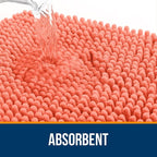OLANLY Toilet Rugs U-Shaped 24x20, Extra Soft Absorbent Chenille Contour Bathroom Rugs for Toilet, Dry Quickly, Machine Washable, Non-Slip Bath Mat, Coral