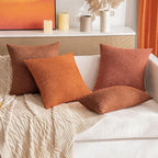MIULEE 18x18 Inch Decorative Pillow Covers for Couch Bed Set of 2 Textured Boucle Neutral Winter Throw Pillows Burnt Orange Accent Solid Cushion Pillowcases Sofa Livingroom Home Decor