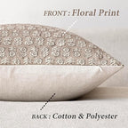 Foindtower Set of 2 Decorative Vintage Floral Print Throw Pillow Covers Neutral Modern Farmhouse Cushion Covers Boho Home Decor for Sofa Chair Couch Bedroom Living Room,18×18 Inch,Tan Taupe