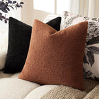 Foindtower Pack of 2, Curly Faux Fur Decorative Throw Pillow Covers Soft Fuzzy Plush Cushion Case with Zipper Cozy Pillowcase for Home Living Room Couch Bed Sofa 20 x 20 Inch,Hazel Brown