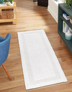 Bathroom Rugs Bath RunnerRugs 24x60 Inches White Cotton Tufted Large Reversible Washable Bath Mats for Bathroom Floor| Quick Dry Bathroom Mat for Tub Spa Shower Toilet| Entry Way Door Mats