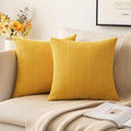 MIULEE Pack of 2 Pillow Covers Soft Soild Decorative Square Throw Pillow Covers Set Cushion Cases Pillowcases for Sofa Bedroom Car 18 x 18 Inch 45 x 45 Cm Mustard Yellow