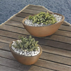 Crescent Garden Delano Oval Planter Bowl, Succulent Garden, Unique Indoor/Outdoor Double-Walled Plant Bowl with Plug- Oval Shape - 30" L x 21" W x 10" H (Caviar Black)