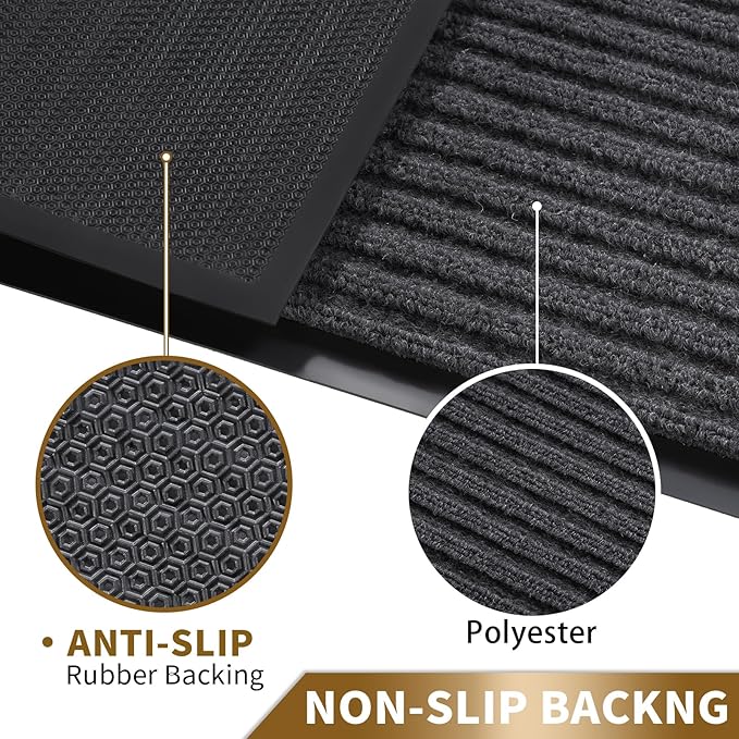 Yimobra Front Door Mat Outdoor Indoor Entrance, 100% Waterproof All-Season All Weather Doormat, Welcome Matt Outside Entry, Non Slip, Low Profile, Heavy Duty Patio Porch Floor Mats,47 x 32,Grey