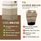 Laundry Hamper, 95L Tall Laundry Basket with Leather Handles, Rectangle Large Clothes Hamper for Organizing, Cotton Woven Laundry Baskets Storage Hampers for Bedroom, Nursery, Living Room